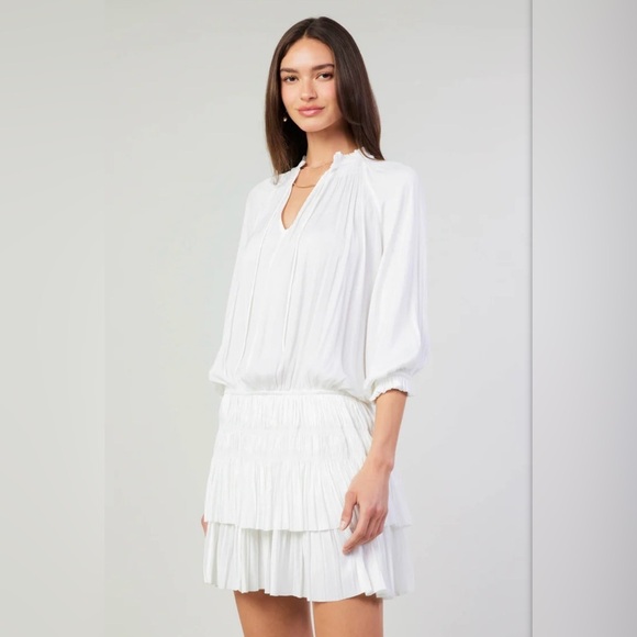 Current Air Smocked Pleated Floral White Mini Dress size XS - Picture 12 of 12